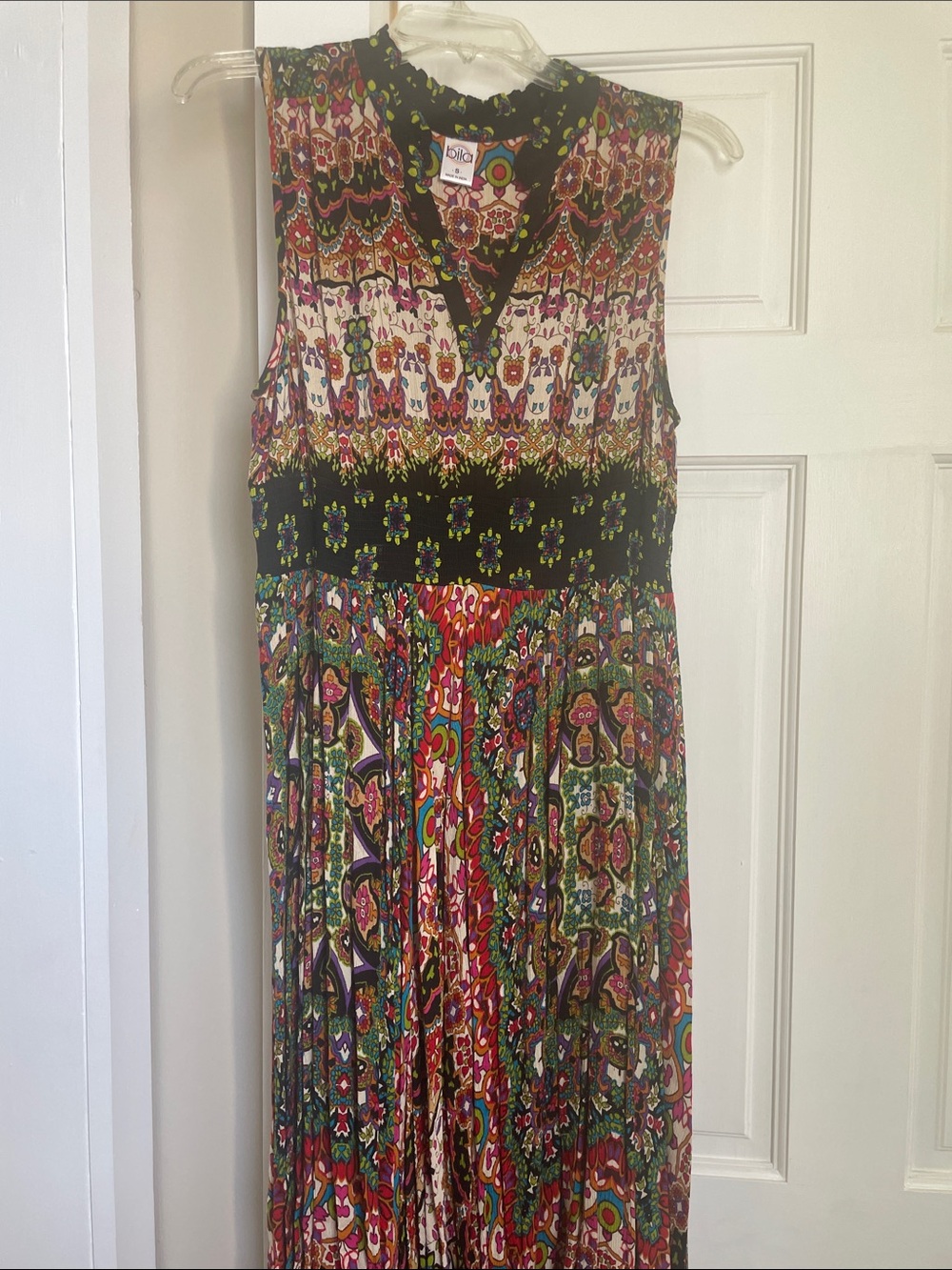 Bila Multicolor Sleeveless V-Neck Maxi Dress - Black Trim